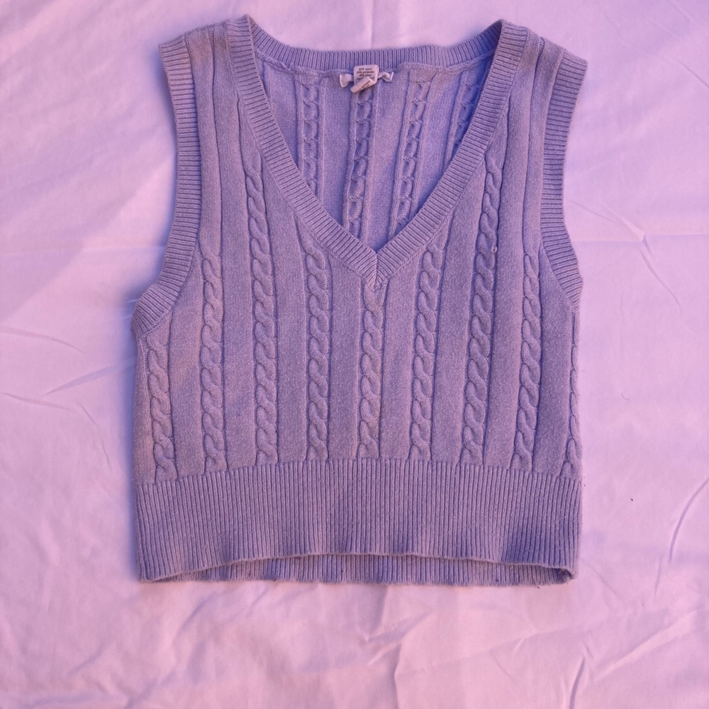 Blue Knit Sweater Vest- Tillys